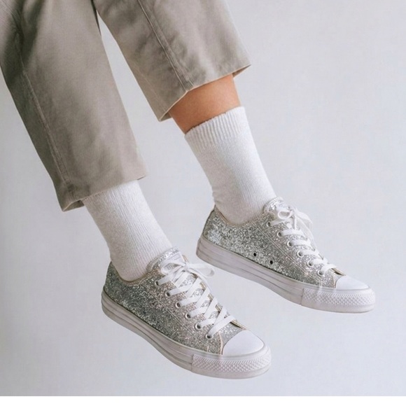 Converse Shoes - CONVERSE Chuck Taylor All Star Silver Glitter Holographic Sneakers 6 EUC